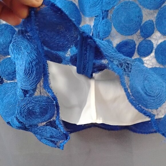 ❤️ALICE + OLIVIA Blue Dot Lace Shift Dress - Size 6 - Picture 7 of 8